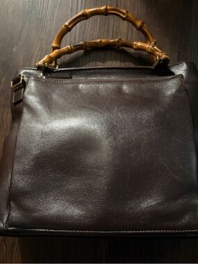 Gucci bamboo Brown Leather Satchel with Bamboo Handles